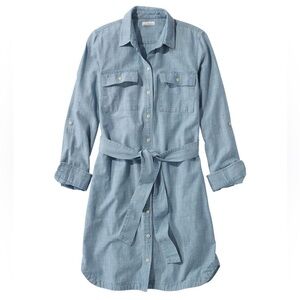 L.L. Bean Light Blue Belted Shirt Dress